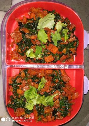 A picture of Carrot Methi Sabji with Roti.