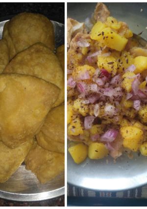 A picture of Aloo kachori.