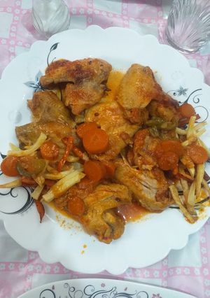 عکسی از دستور پلو و خورش بال مرغ