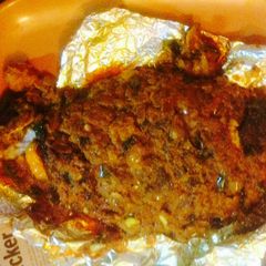 A picture of Meen pollichathu (fish roasted in spices).