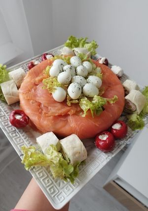 Une photo de Gâteau de riz saumon fumé