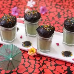 A picture of Chocolate Golgappa with Paan Shots.