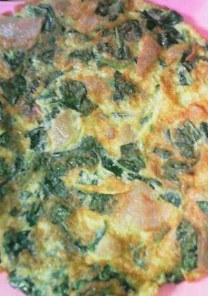 Foto resep omlet sayur bayam bakso