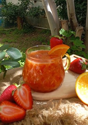عکسی از دستور اسموتی پرتقال توت فرنگی 🍊🍓