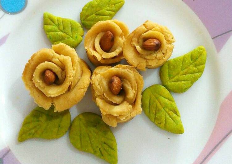 Gram flour cookies in rose shape