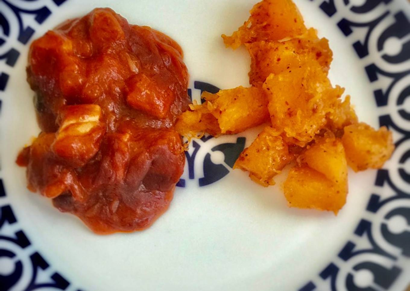 Magro con tomate y calabaza especiada