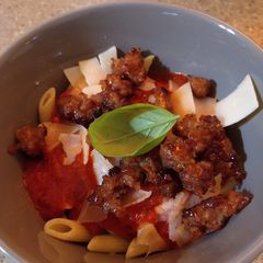 A picture of Blazing Garlic Mango Habanero Penne Pasta.