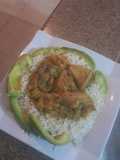 Basmati rice with avacado and tomato stew