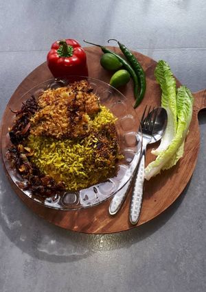 عکسی از دستور شوید پلو با ماهی سرخ شده قزل الا