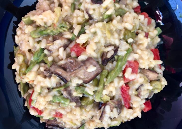 Risotto de espárragos y setas secas