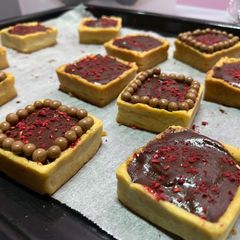 A picture of Raspberry Chocolate Ganache Tart.
