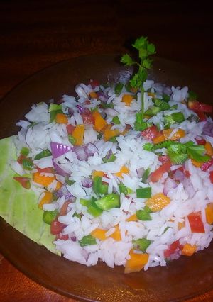 A picture of Rice Salad #4WeeksChallenge #CharityRecipe.