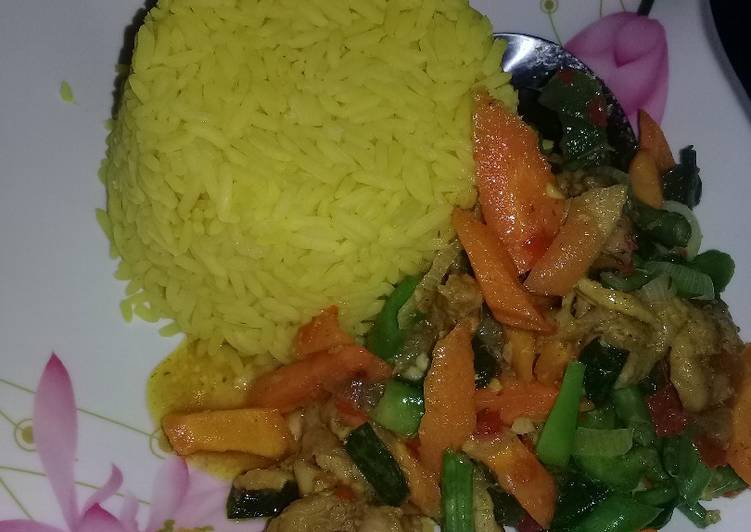 How to Prepare Super Quick Homemade Veggies with turmeric rice