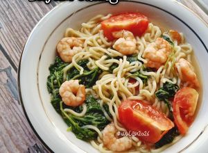 Foto resep Mie Kuah Bayam Udang