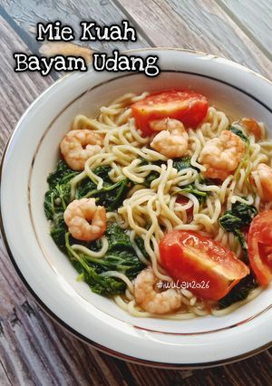 Foto resep Mie Kuah Bayam Udang