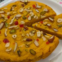 A picture of Suji Mango Cake.