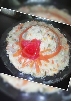 عکسی از دستور 👒تزئین الویه به شکل کلاه👒