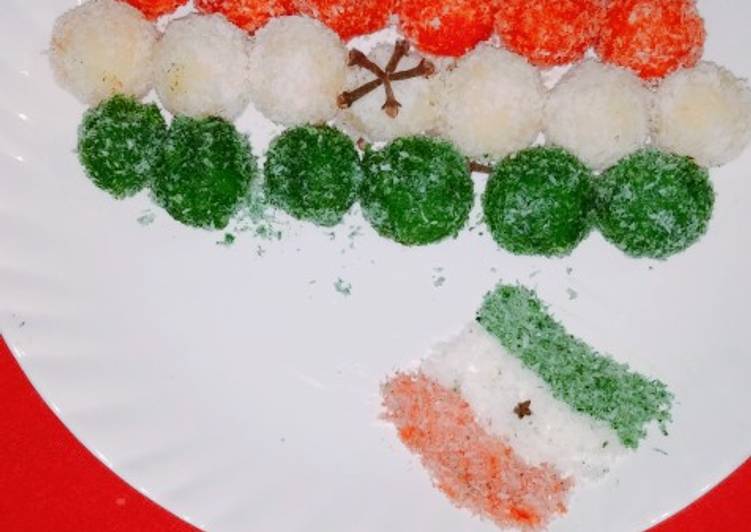 Tricolour suji coconut laddu