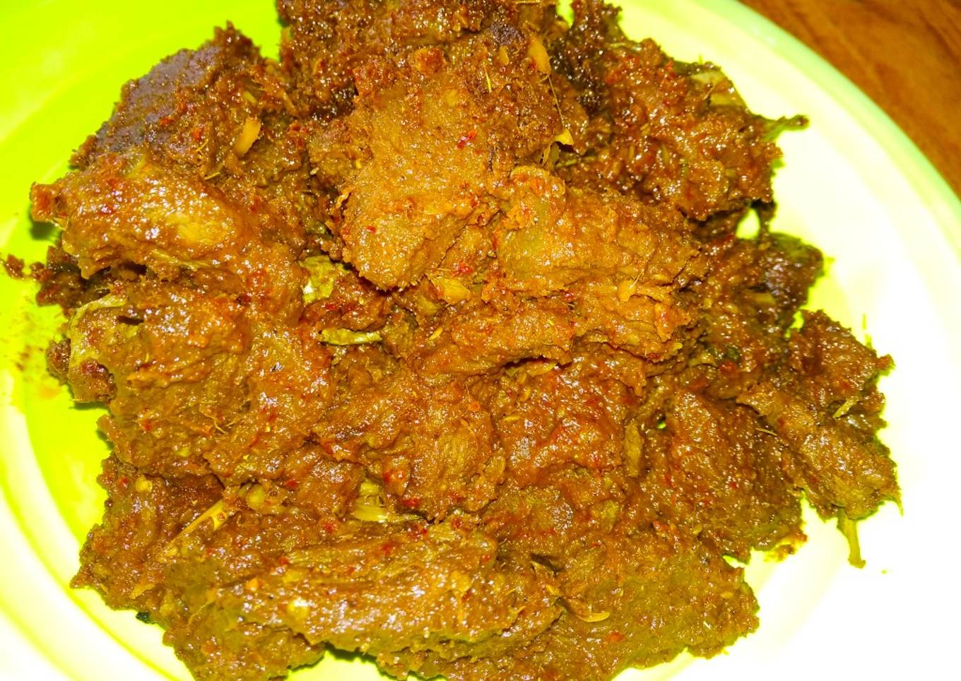 Rendang kerbau, no minyak