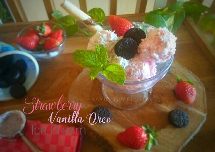Resep Strawberry ft Vanilla Oreo Ice Cream Anti Gagal