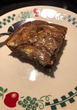 A picture of Peanut Butter Chip Cheesecake Brownies.