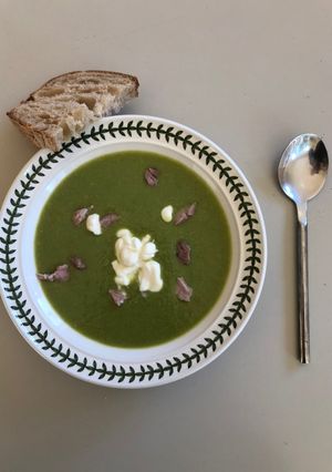 A picture of Leftover Ham & Frozen Pea Soup.