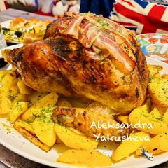 A picture of Festive Turkey with Smoked Bacon.
