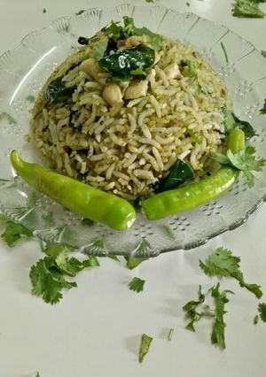 A picture of Coconut spinach Rice.