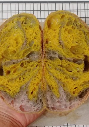Foto resep Matcha Ubi Ungu Kunyit Sourdough Bread