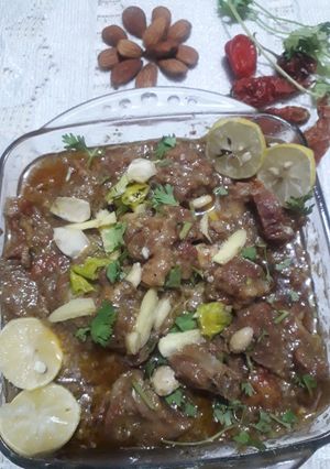 A picture of Cream and almond mutton khari made by sidra shahzad.
