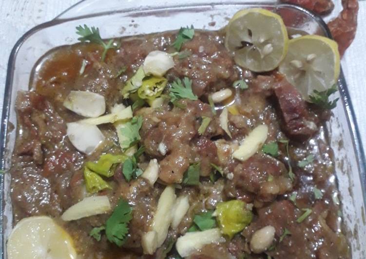 Cream and almond mutton khari made by sidra shahzad