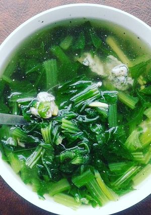 Hình của món Canh cải bẹ xanh nấu cá thác lác.