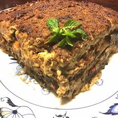 A picture of California Farm Lamb Blue Cheese Moussaka.