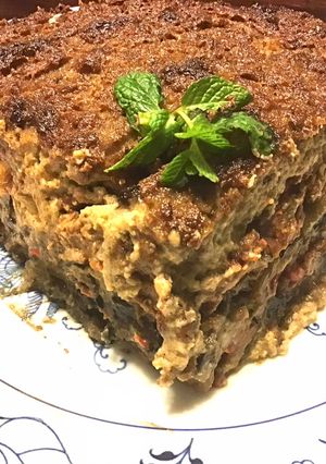 A picture of California Farm Lamb Blue Cheese Moussaka.