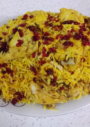 عکسی از دستور 😍زیره پلو با مرغ و زرشک😍