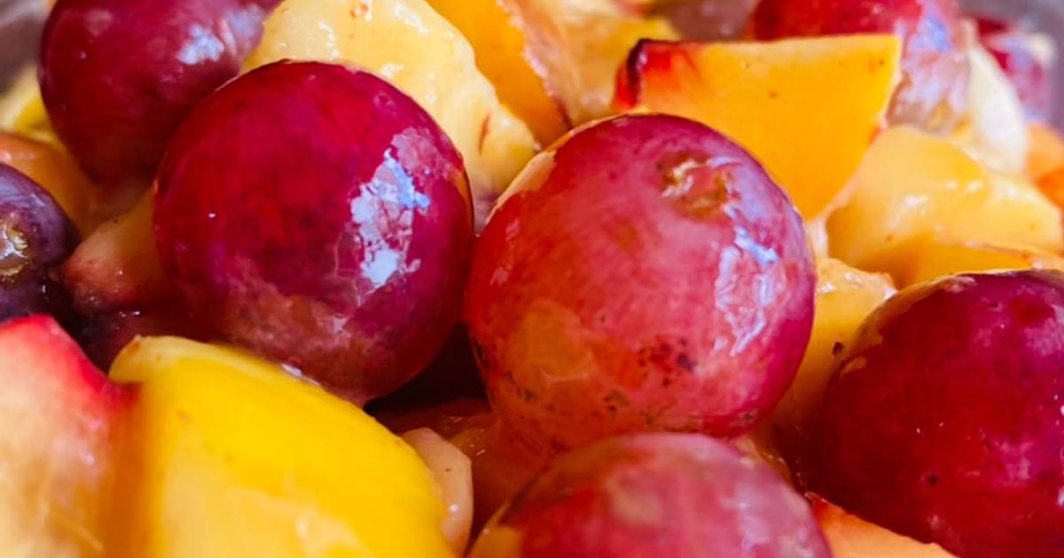 Fruit Salad with Grapes 🍇 banana 🍌, apple 🍎, peach 🍑 & mango 🥭 Recipe
