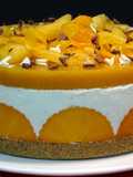 Tarta de yogur con fruta caqui o kaki persimón, sin horno
