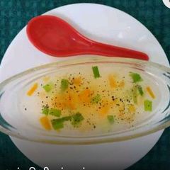A picture of Sweet corn clear soup.
