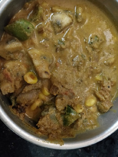 A picture of Mushroom capcicum curry.