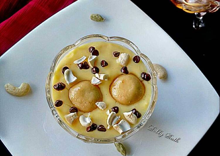 Recipe of Favorite Choco filled rasgulla in custard