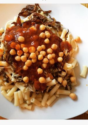 A picture of Koshari - Egyptian Dish.