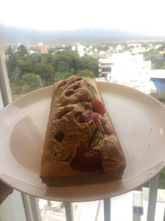Una foto de Budín de vainilla y membrillo saludable con avena en licuadora