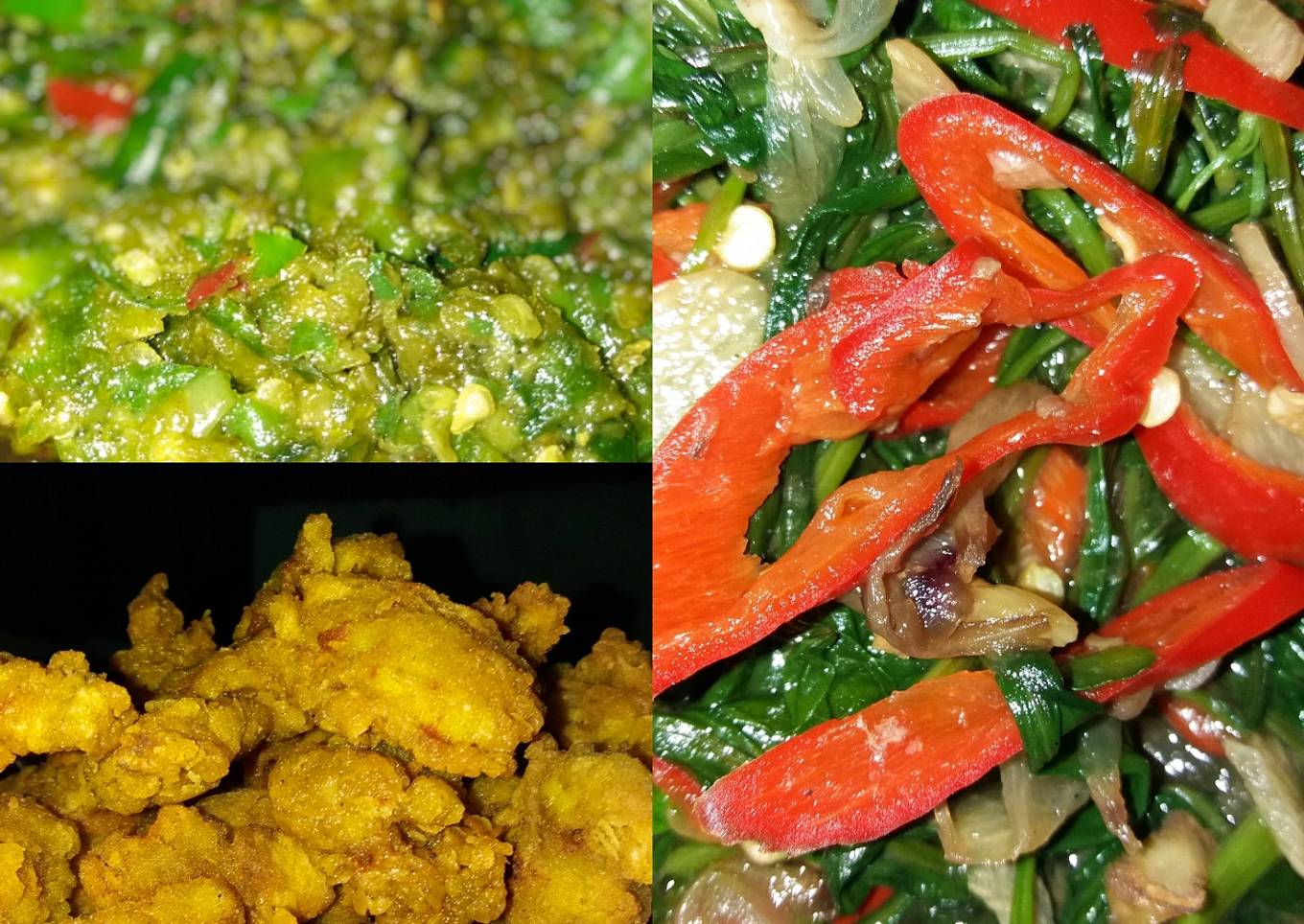 Resep Sambal ijo, mini chicken dan kangkung cabe merah, Enak