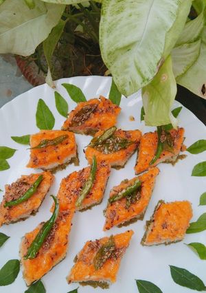 A picture of Tricolour rava dhokla.