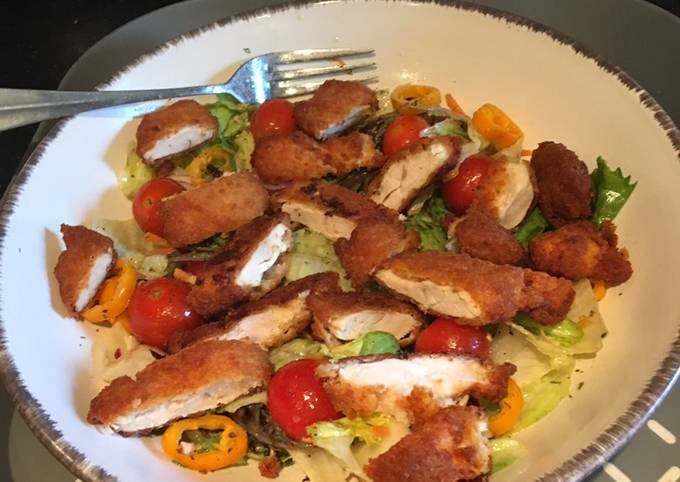Healthy simple panko baked chicken salad