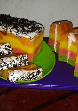 Foto resep Steam rainbow cake with cream cheese