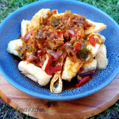 A picture of TAHU GEJROT (Fried Been Curd with Sweet Sour Sauce).