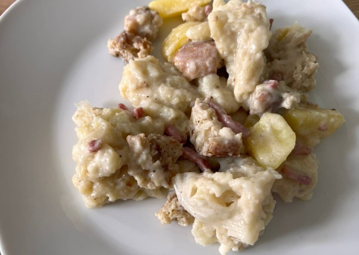 Mehlknepfle aux lardons & poireaux