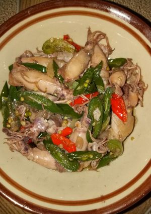 Foto resep Tumis cumi asin cabe ijo