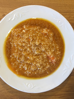 Una foto de Arroz con calabaza y sobrasada